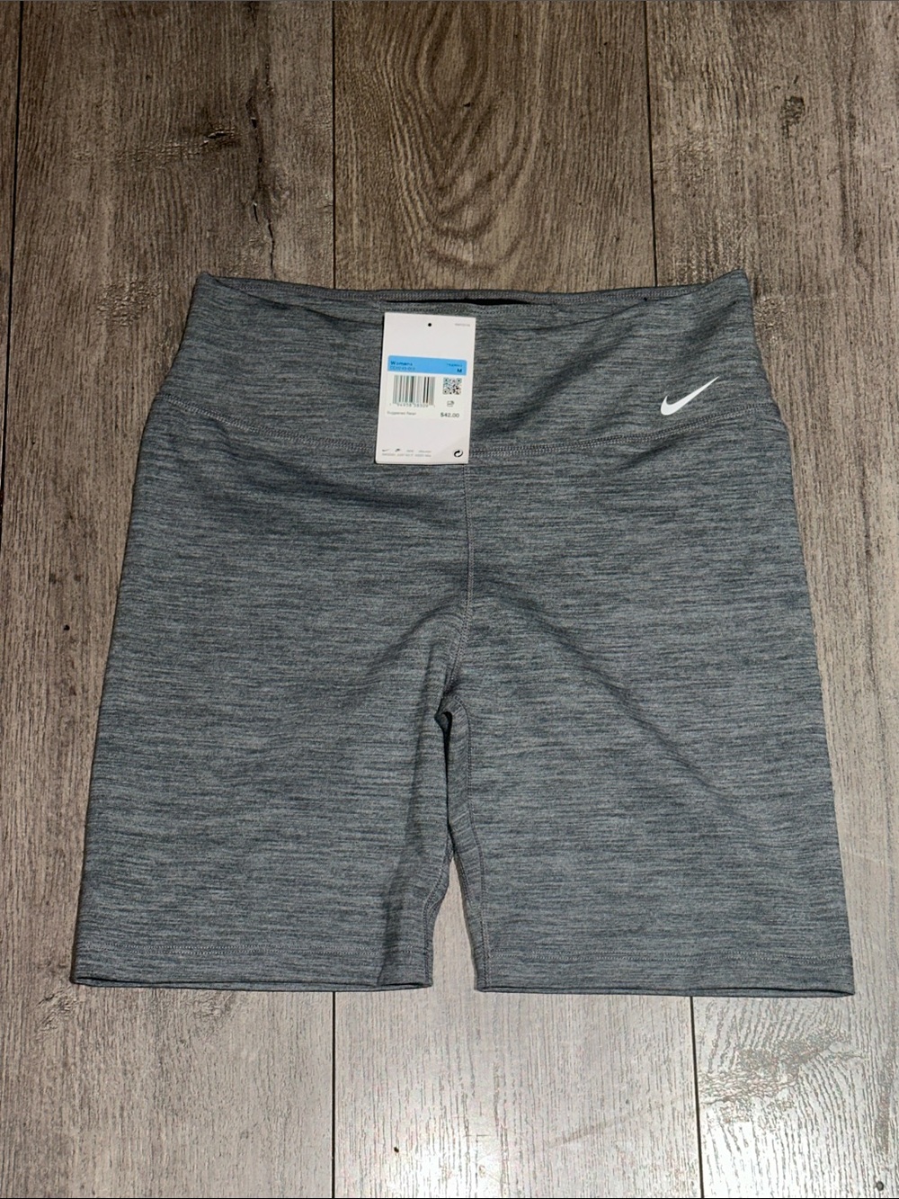 Nike Heather Gray Athletic Bike Shorts with White Swoosh